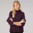 Brave Soul Womens Mossy Roll Neck Jumper Plum