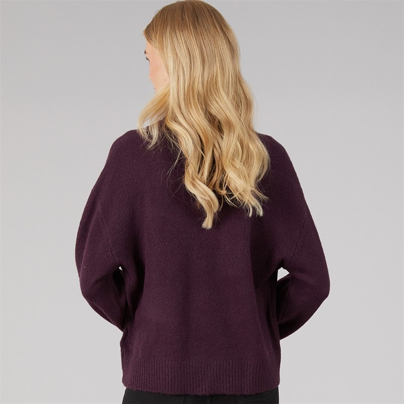 Brave Soul Womens Mossy Roll Neck Jumper Plum - Image 2