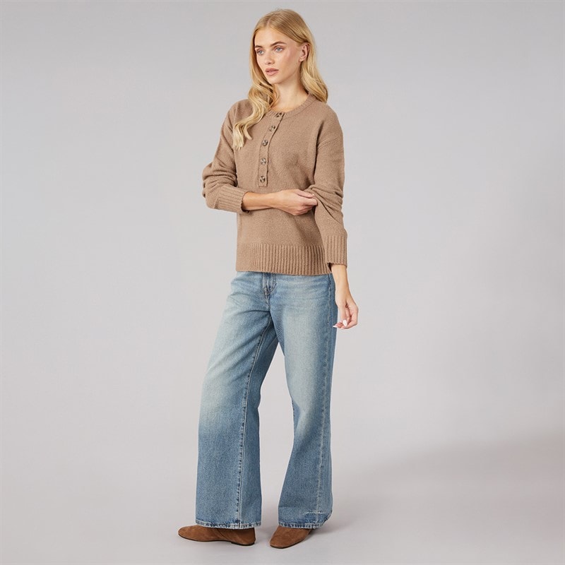 Brave Soul Womens Keaton Crew Neck Jumper Mink - Image 3
