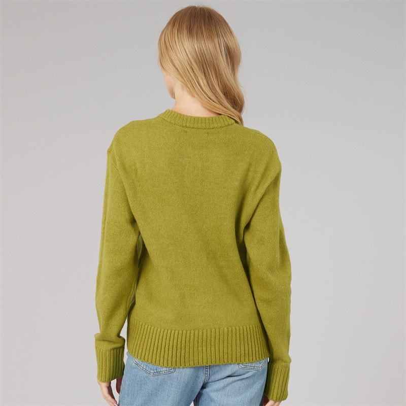 Brave Soul Womens Keaton Crew Neck Jumper Olive - Image 2