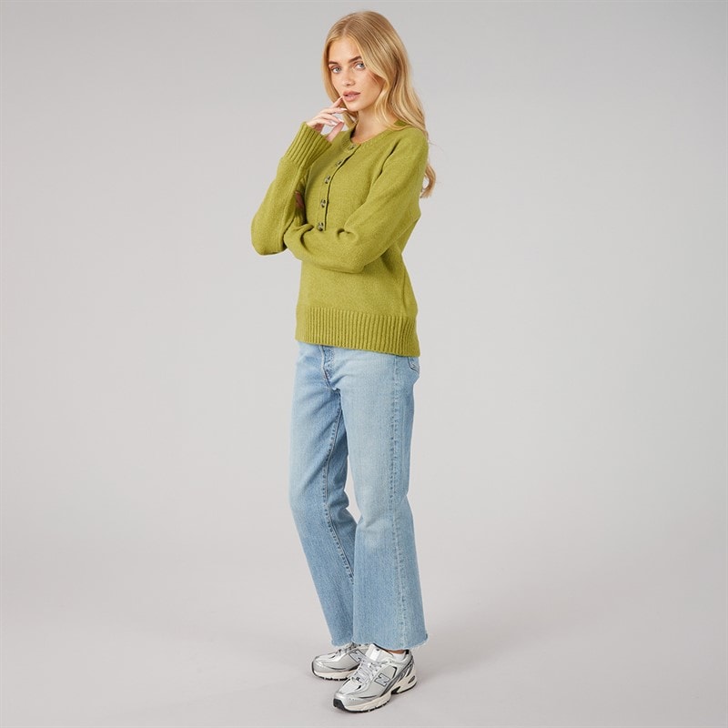 Brave Soul Womens Keaton Crew Neck Jumper Olive - Image 3