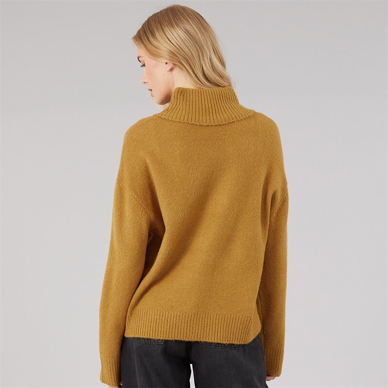 Brave Soul Womens Mossy Roll Neck Jumper Ochre - Image 2