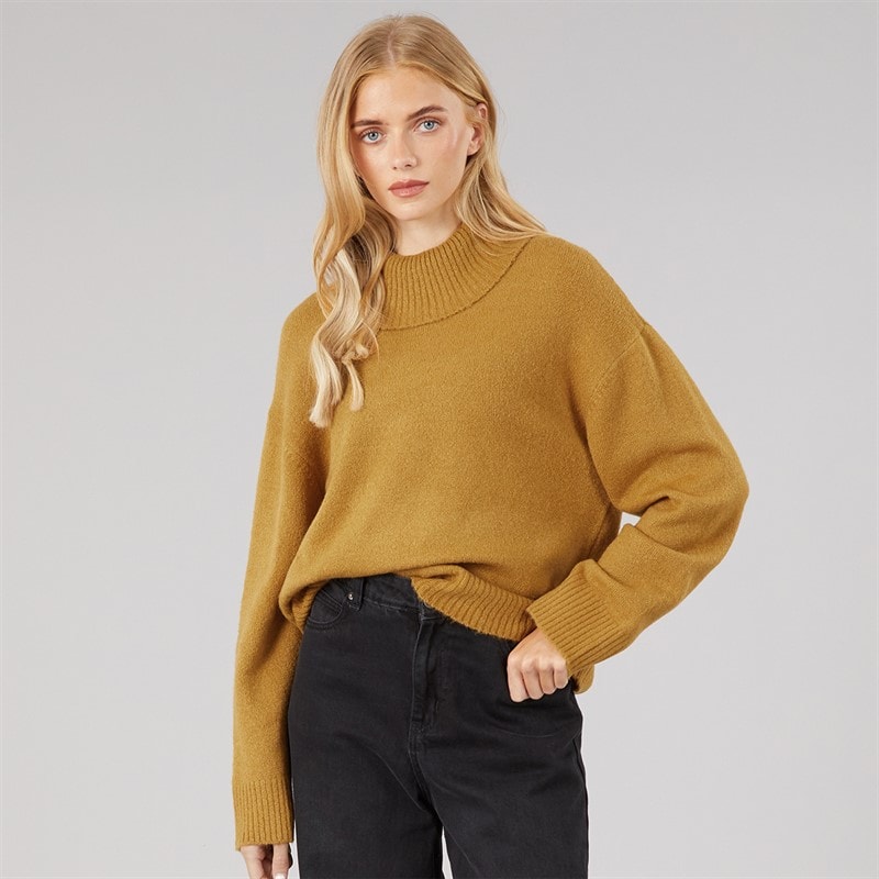 Brave Soul Womens Mossy Roll Neck Jumper Ochre - Image 3