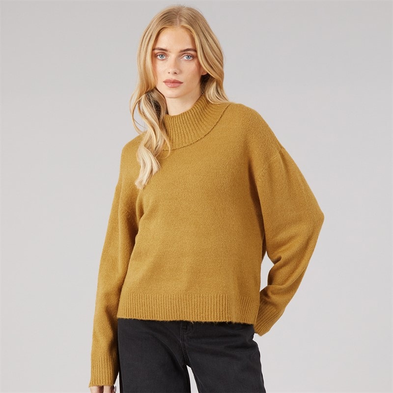 Brave Soul Womens Mossy Roll Neck Jumper Ochre - Image 4