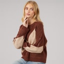 Brave Soul Womens Heritage Crew Neck Knitted Jumper Brown/Multi
