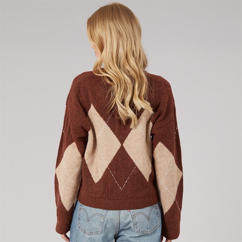 Brave Soul Womens Heritage Crew Neck Knitted Jumper Brown/Multi - Image 2