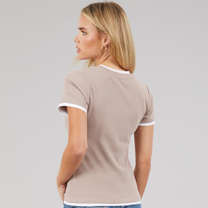 Brave Soul Womens Athena Double Layered T-Shirt Mushoom/White - Image 2