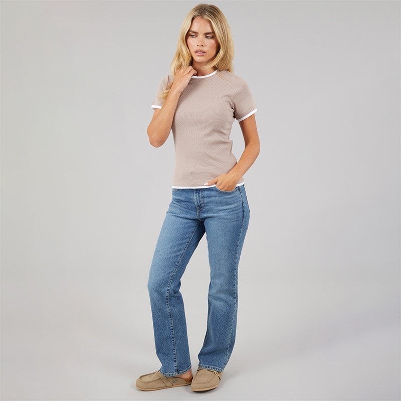 Brave Soul Womens Athena Double Layered T-Shirt Mushoom/White - Image 3