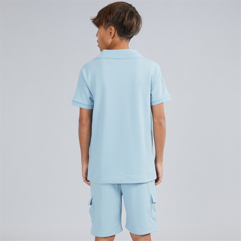 Brave Soul Boys Cadby Polo Shirt And Shorts Set Powder Blue - Image 2