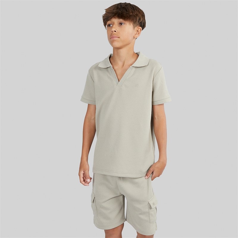 Brave Soul Boys Cadby Polo Shirt And Shorts Set Light Sand - Image 3