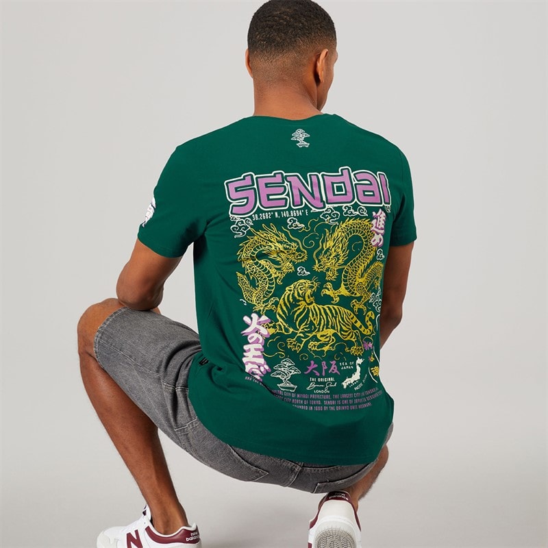 Brave Soul Mens Kovu T-Shirt Green - Image 1