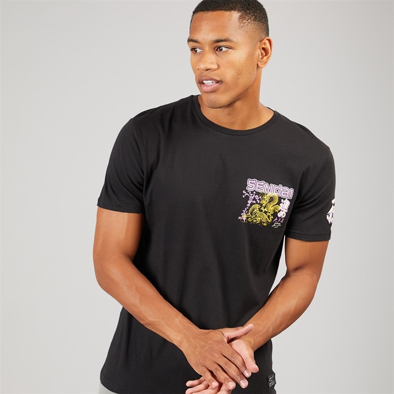 Brave Soul Mens Kovu T-Shirt Jet Black - Image 2