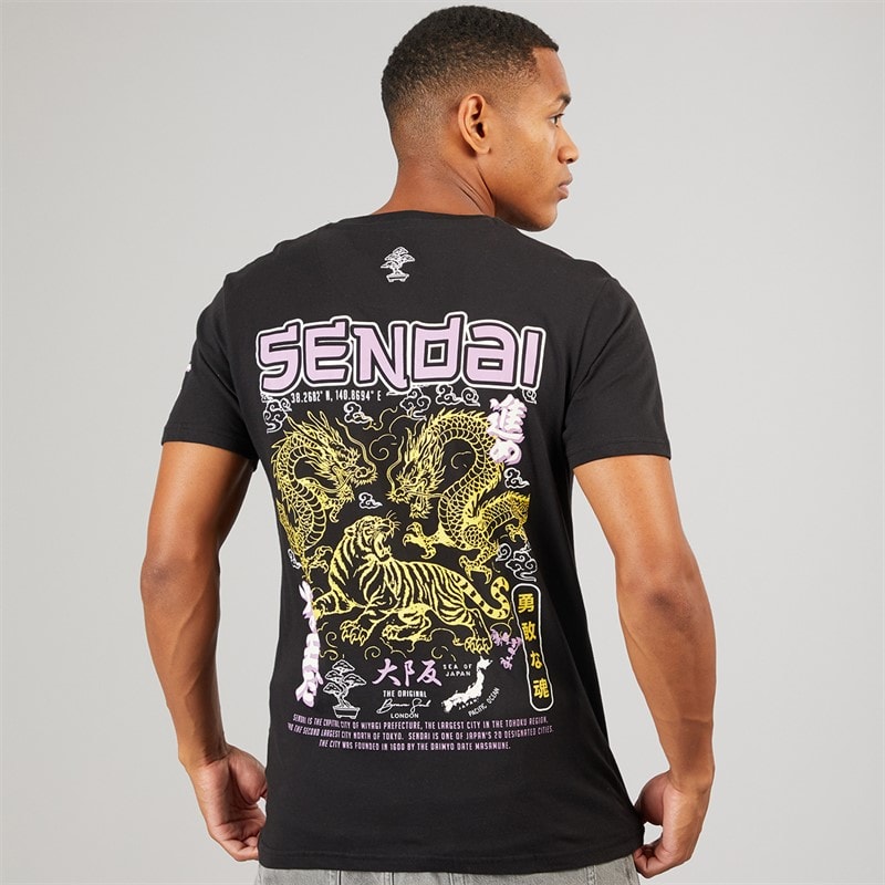 Brave Soul Mens Kovu T-Shirt Jet Black - Image 3