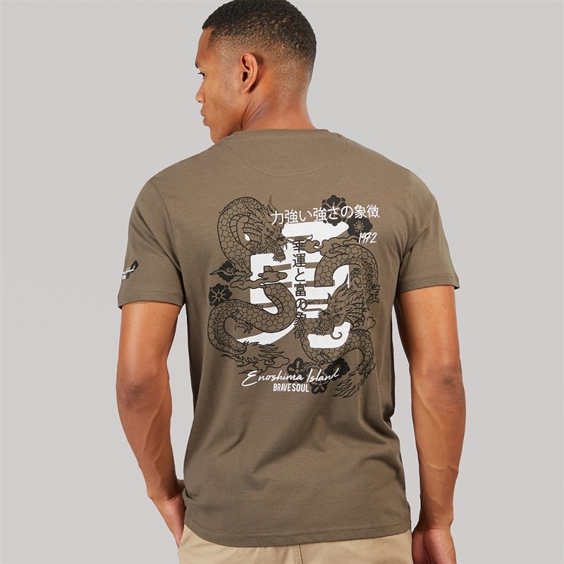 Brave Soul Mens Perceval T-Shirt Taupe - Image 1