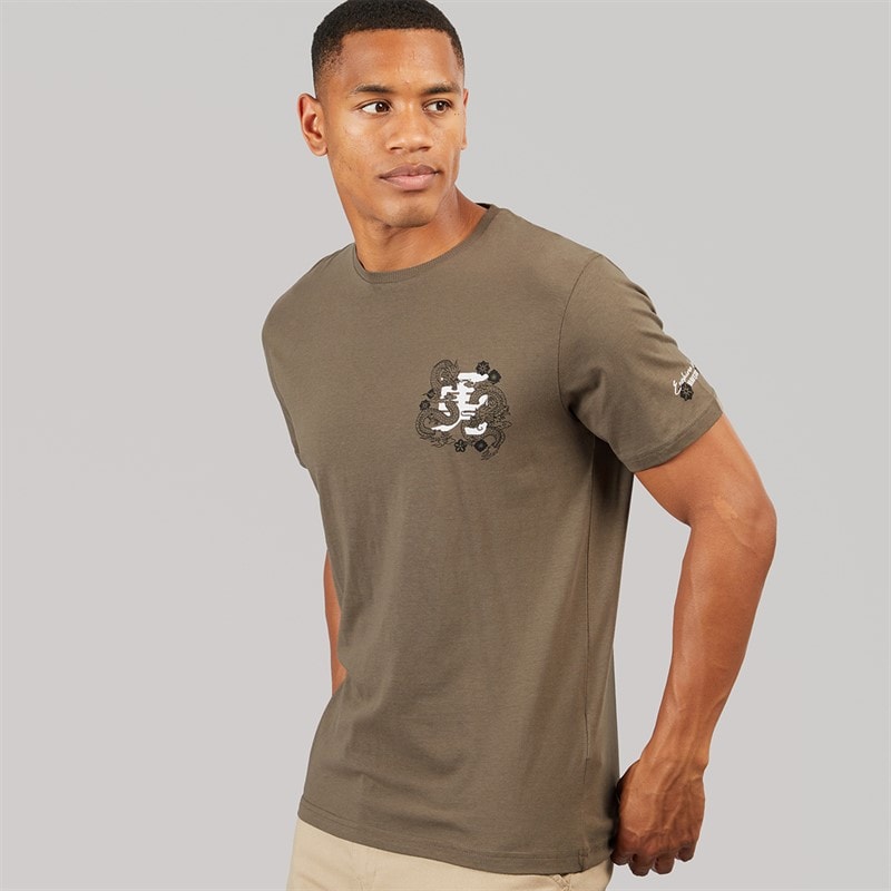 Brave Soul Mens Perceval T-Shirt Taupe - Image 2