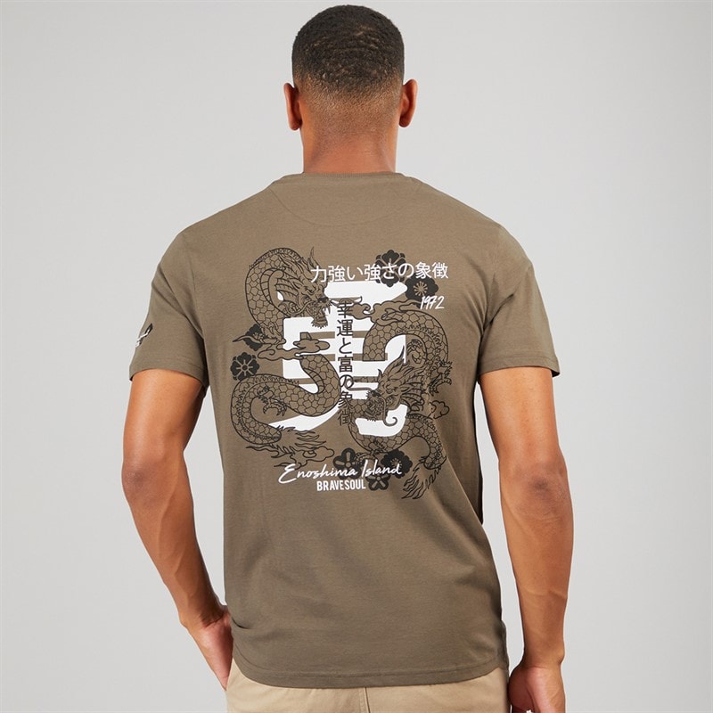 Brave Soul Mens Perceval T-Shirt Taupe - Image 3