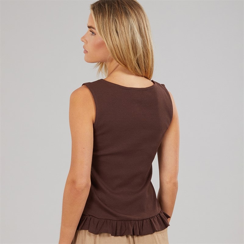 Brave Soul Womens Sweetie Frill Vest Chocolate - Image 2