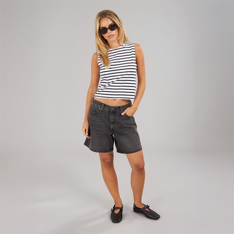 Brave Soul Womens Stripe Boxy Vest White/Black White/Black - Image 3