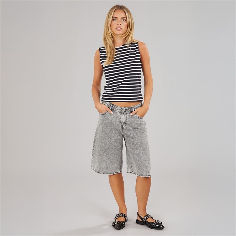 Brave Soul Womens Stripe Boxy Vest Black/White - Image 3