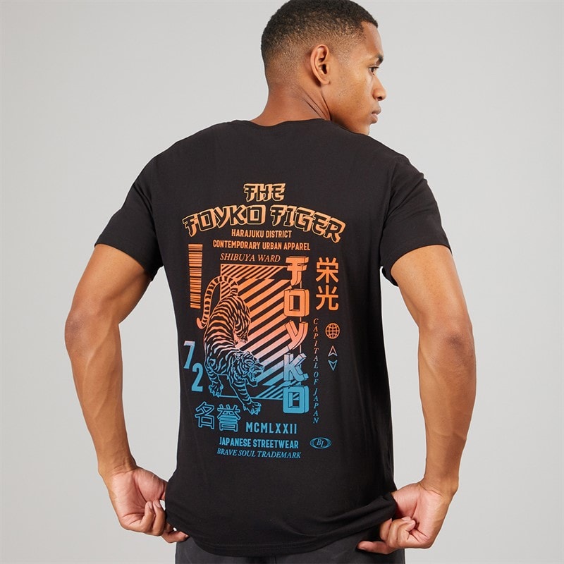 Brave Soul Mens Ginza T-Shirt Jet Black