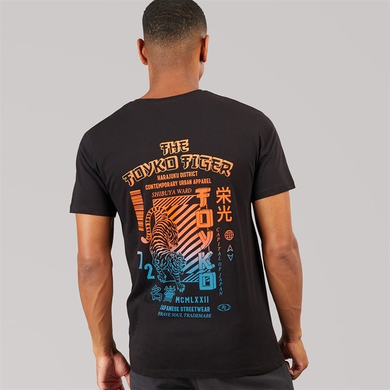 Brave Soul Mens Ginza T-Shirt Jet Black - Image 3