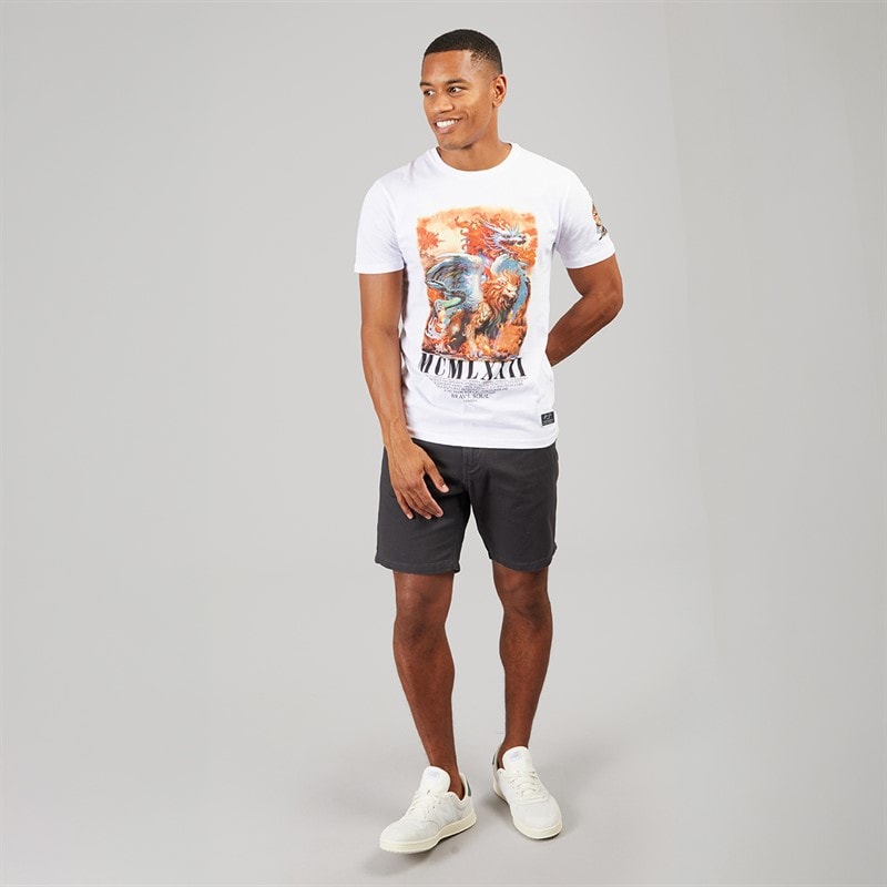 Brave Soul Mens Genome T-Shirt Optic White/Multi - Image 4