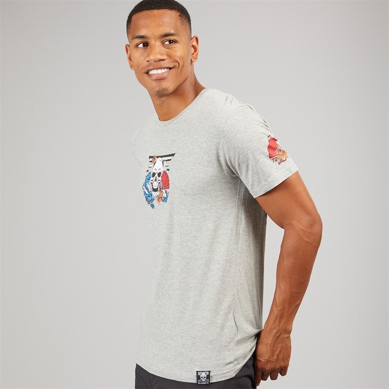 Brave Soul Mens Shelton T-Shirt Light Grey Marl - Image 2