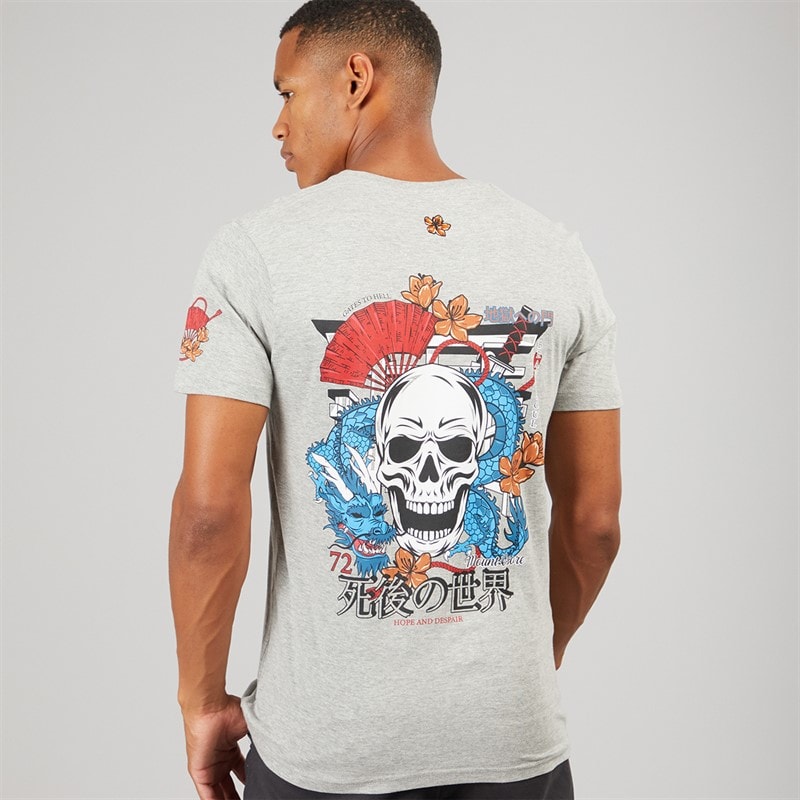 Brave Soul Mens Shelton T-Shirt Light Grey Marl - Image 3