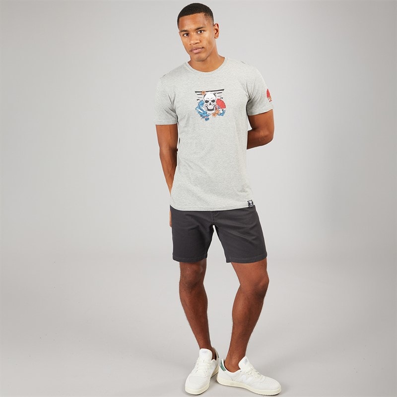 Brave Soul Mens Shelton T-Shirt Light Grey Marl - Image 4