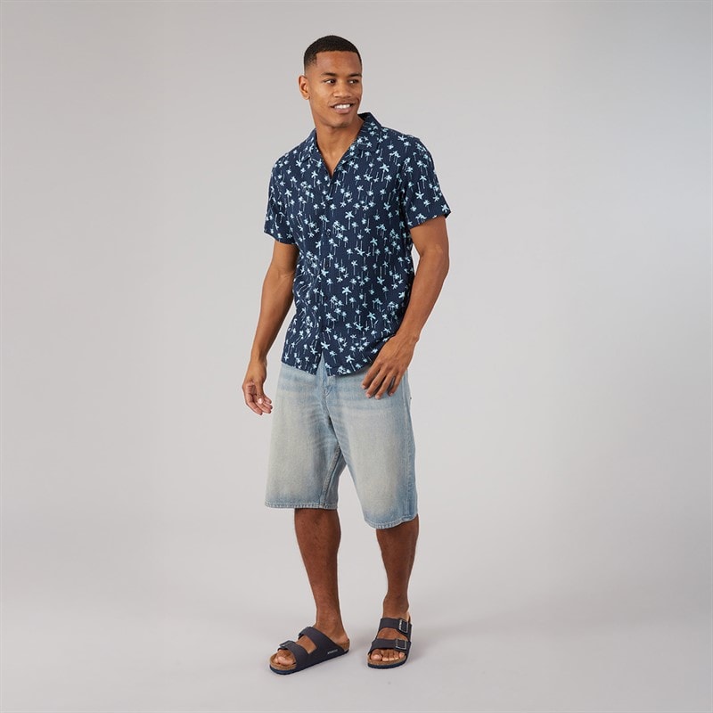 Brave Soul Mens Canary Shirt Navy/White And Blue - Image 3