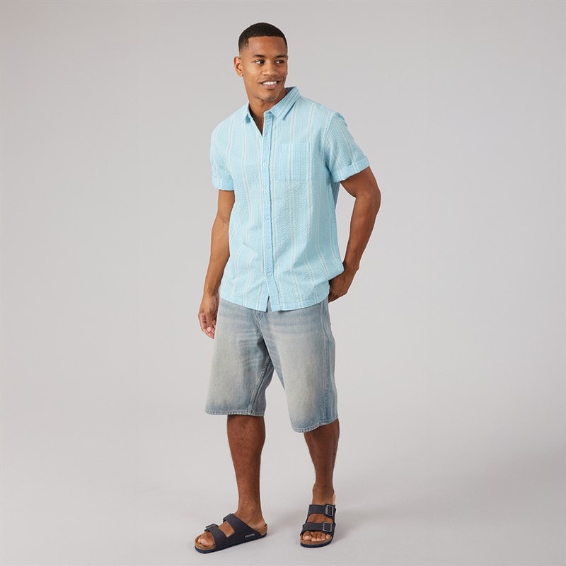 Brave Soul Mens Chichester Shirt Light Blue/Grey/White - Image 4