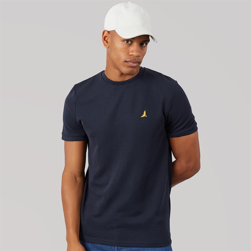 Brave Soul Mens Qunita Crew Neck T-Shirt Navy