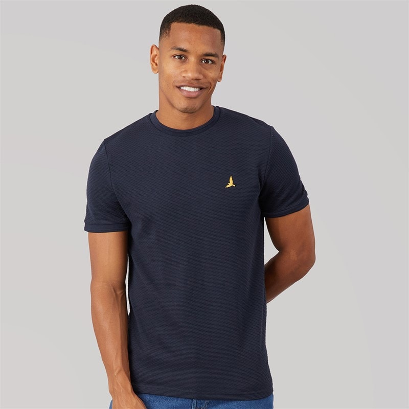 Brave Soul Mens Qunita Crew Neck T-Shirt Navy - Image 3