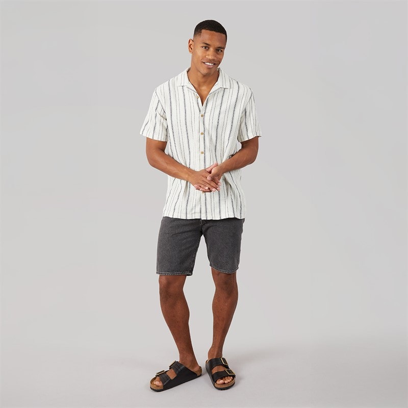 Brave Soul Mens Dash Shirt Ecru/Navy And Green - Image 3