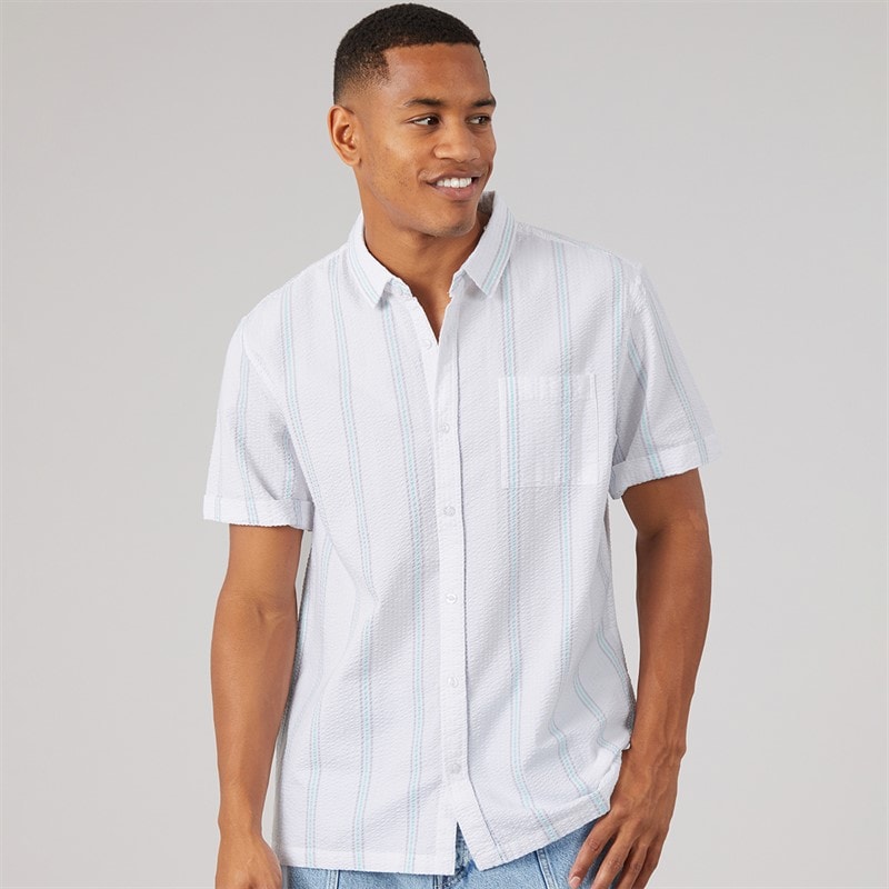Brave Soul Mens Chichester Shirt White/Grey/Mint - Image 3