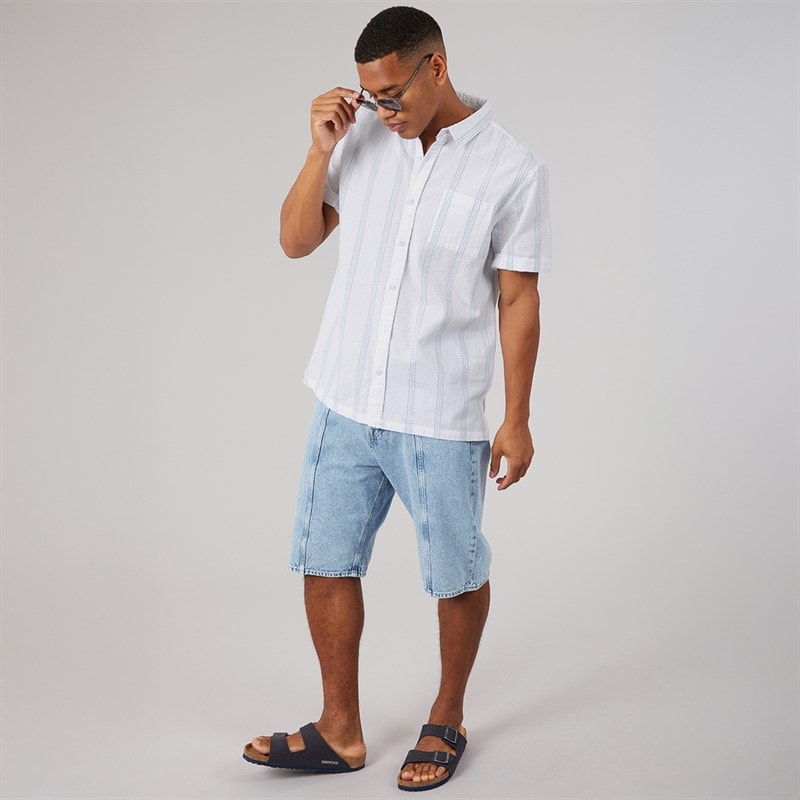 Brave Soul Mens Chichester Shirt White/Grey/Mint - Image 4