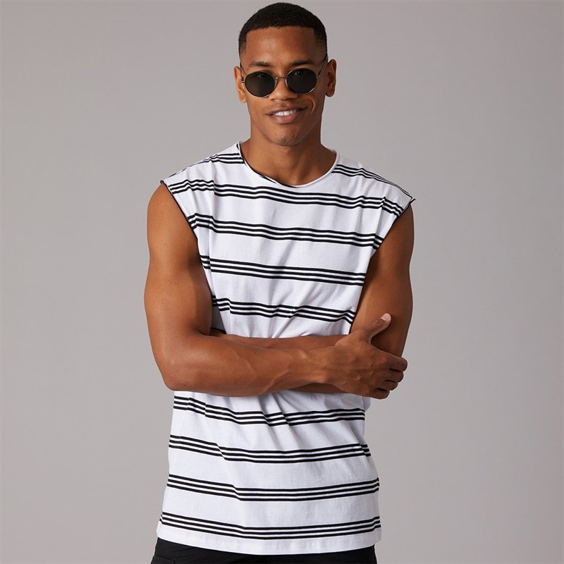 Brave Soul Mens Link Vest Optic White/Jet Black