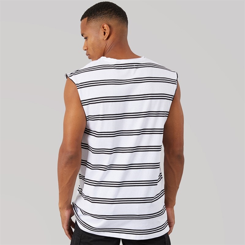 Brave Soul Mens Link Vest Optic White/Jet Black - Image 2