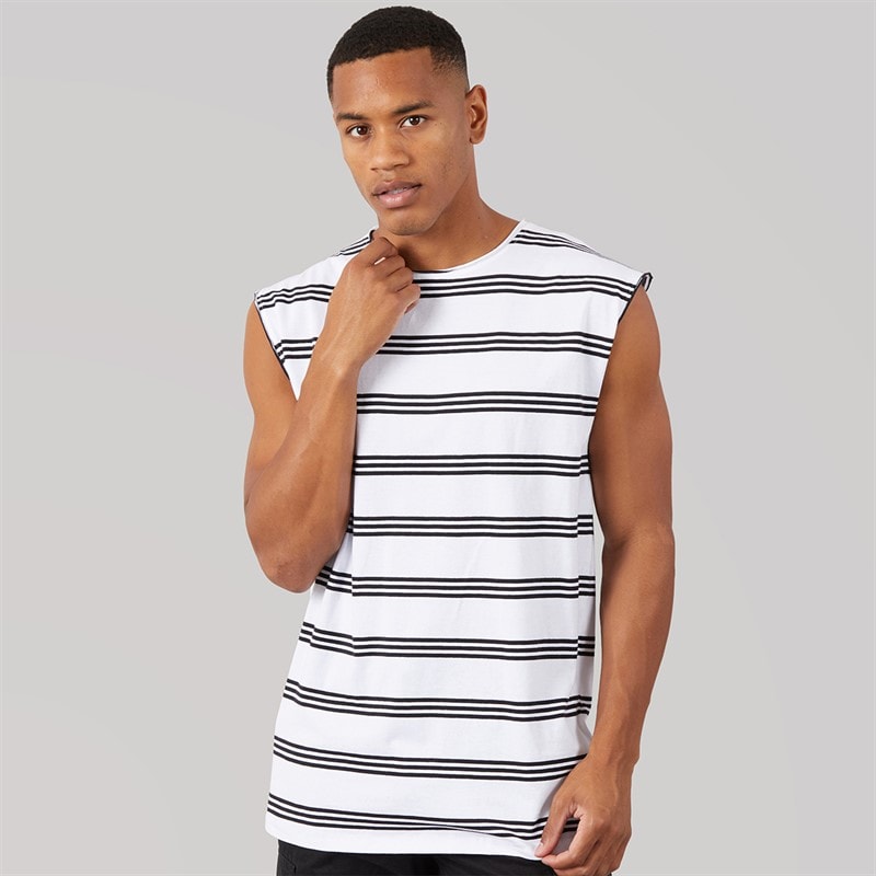 Brave Soul Mens Link Vest Optic White/Jet Black - Image 3