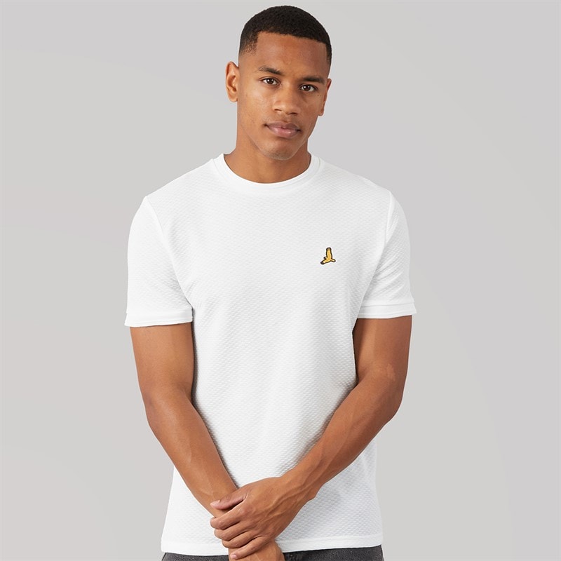 Brave Soul Mens Qunita Crew Neck T-Shirt Cream - Image 3