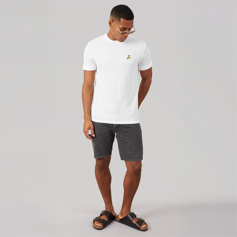 Brave Soul Mens Qunita Crew Neck T-Shirt Cream - Image 4