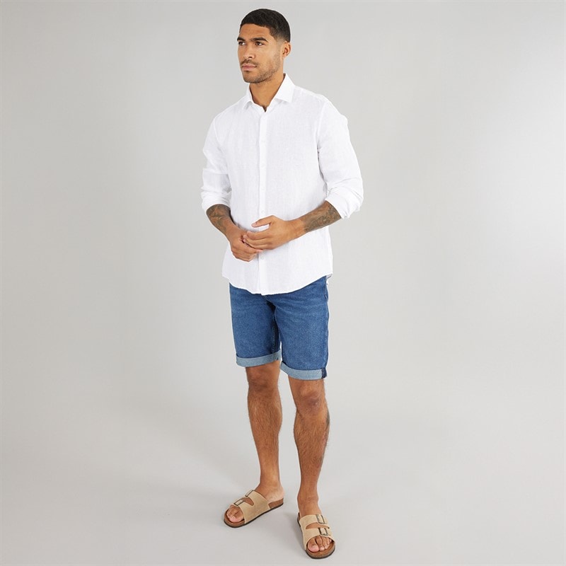 Calvin Klein Mens Linen Slim Fit Long Sleeve Shirt White - Image 4