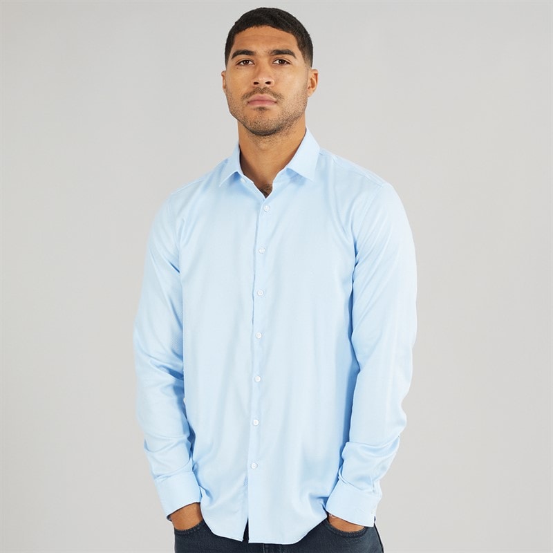 Calvin Klein Mens Non Iron Structure Long Sleeve Shirt Sweet Blue - Image 1