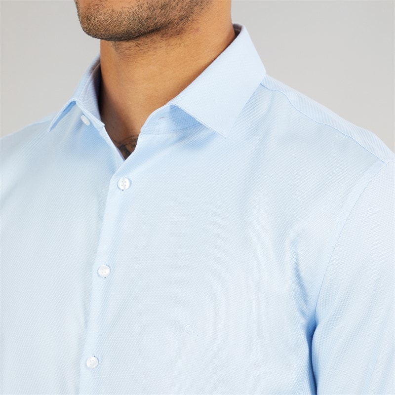 Calvin Klein Mens Non Iron Structure Long Sleeve Shirt Sweet Blue - Image 3
