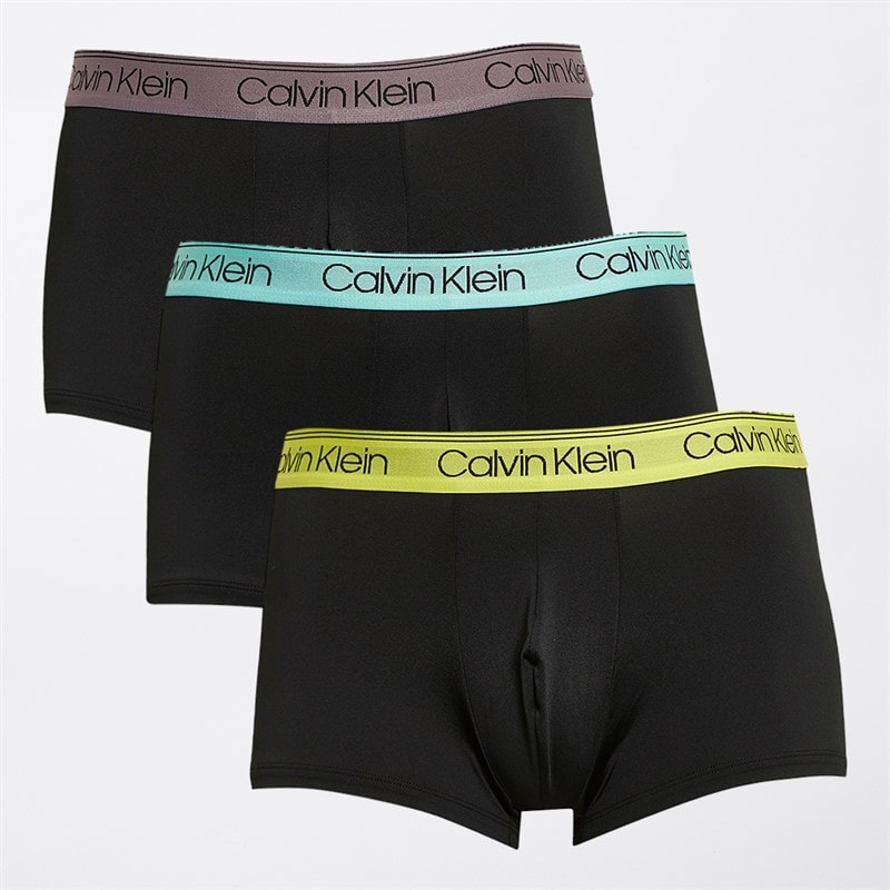 Calvin Klein Mens Three Pack Low Rise Boxer Trunks Beau Bl/F Mauve/Saharah SN WBS - Image 1
