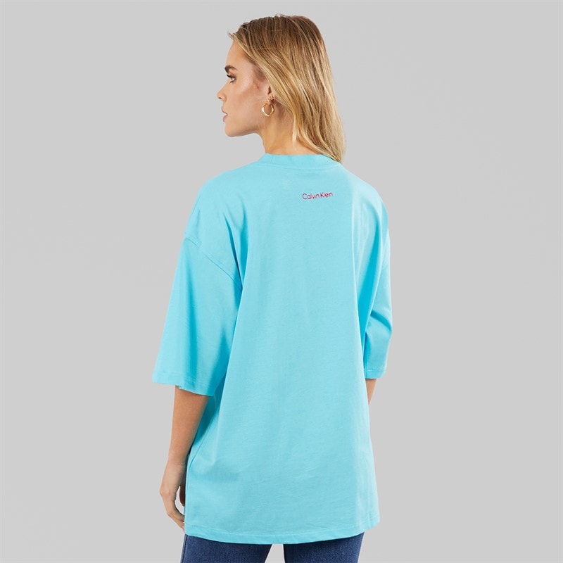 Calvin Klein Womens Oversized T-Shirt Atmosphere Blue - Image 2