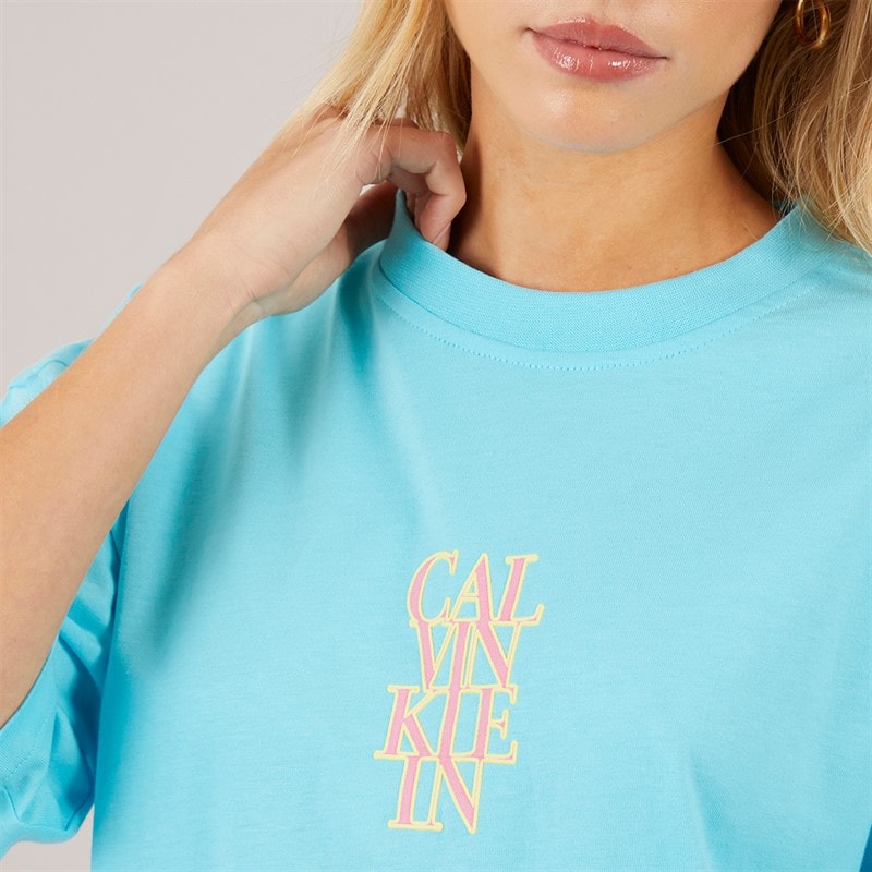 Calvin Klein Womens Oversized T-Shirt Atmosphere Blue - Image 3
