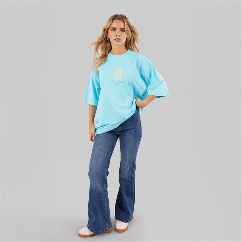Calvin Klein Womens Oversized T-Shirt Atmosphere Blue - Image 4