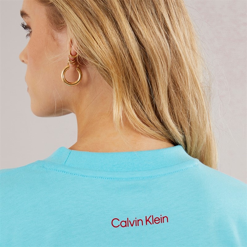 Calvin Klein Womens Oversized T-Shirt Atmosphere Blue - Image 5