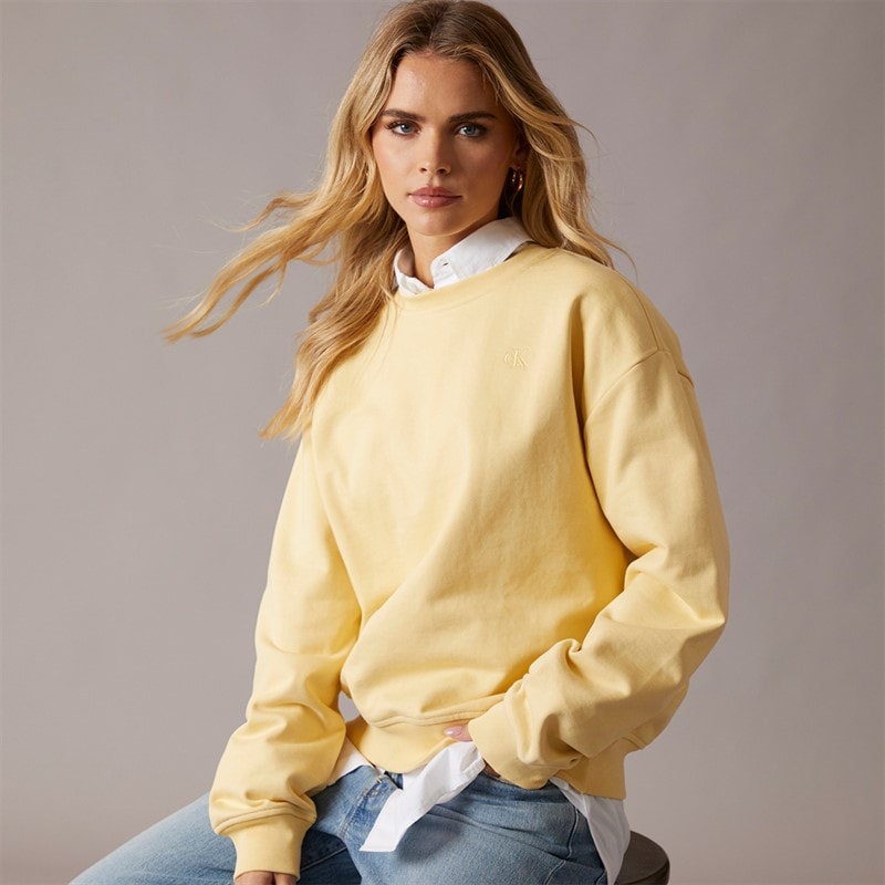 Calvin Klein Womens Archive Logo Sweatshirt Sunlight - Image 1